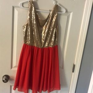 Gold and coral dress